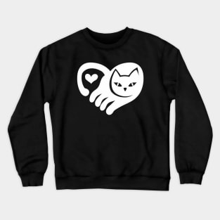 WHITE CAT HEART Crewneck Sweatshirt